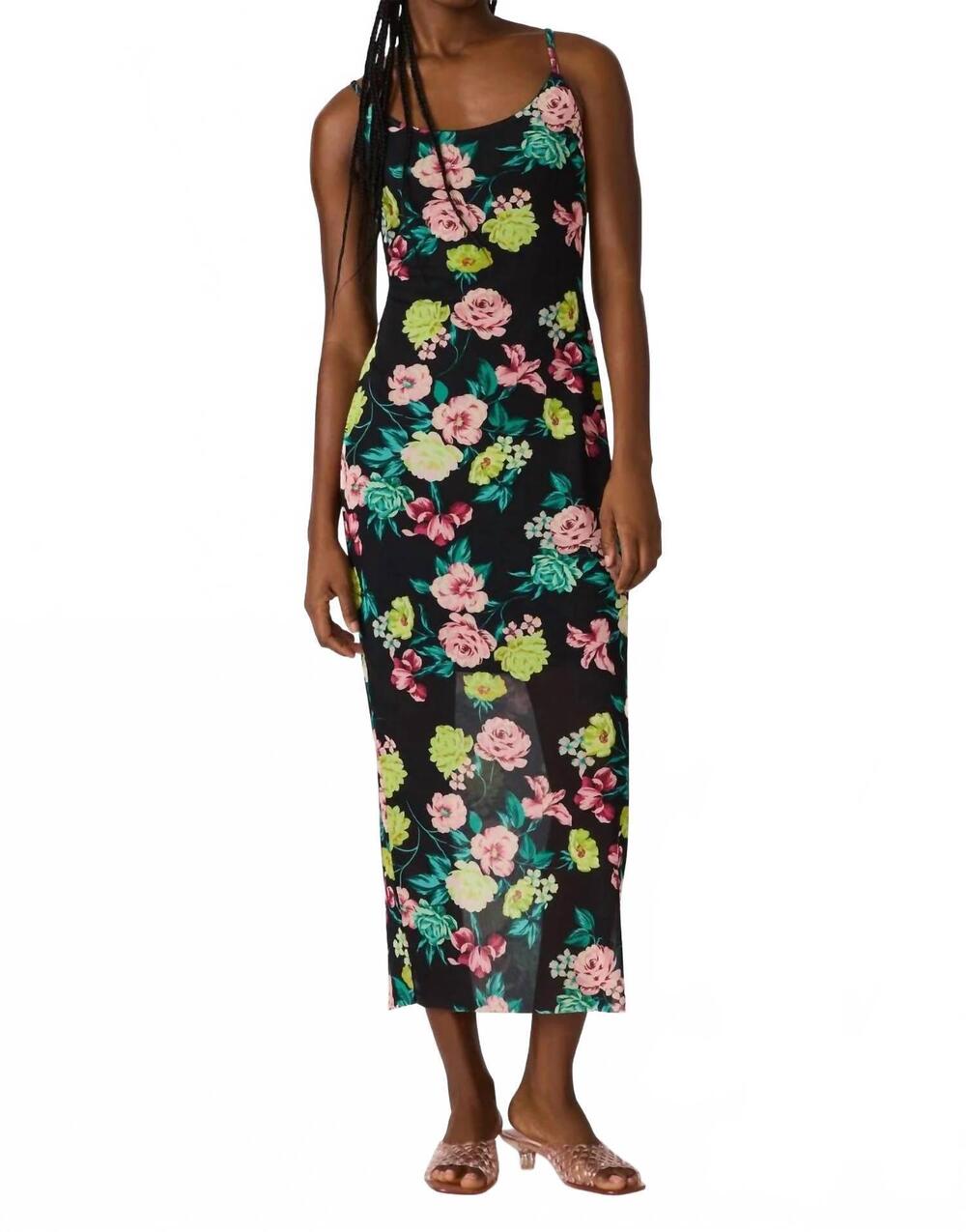 NEW STEVE MADDEN giselly mesh dress in black ditsy floral
